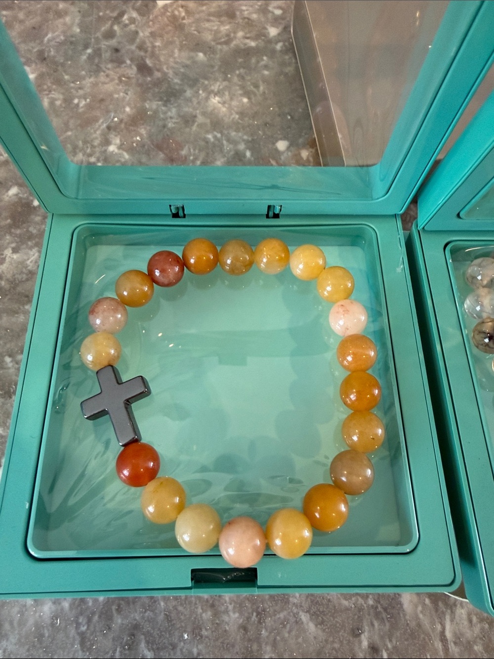 You choose Rose Quartz Stretch Beaded cross Bracelet - Picture 2 of 6